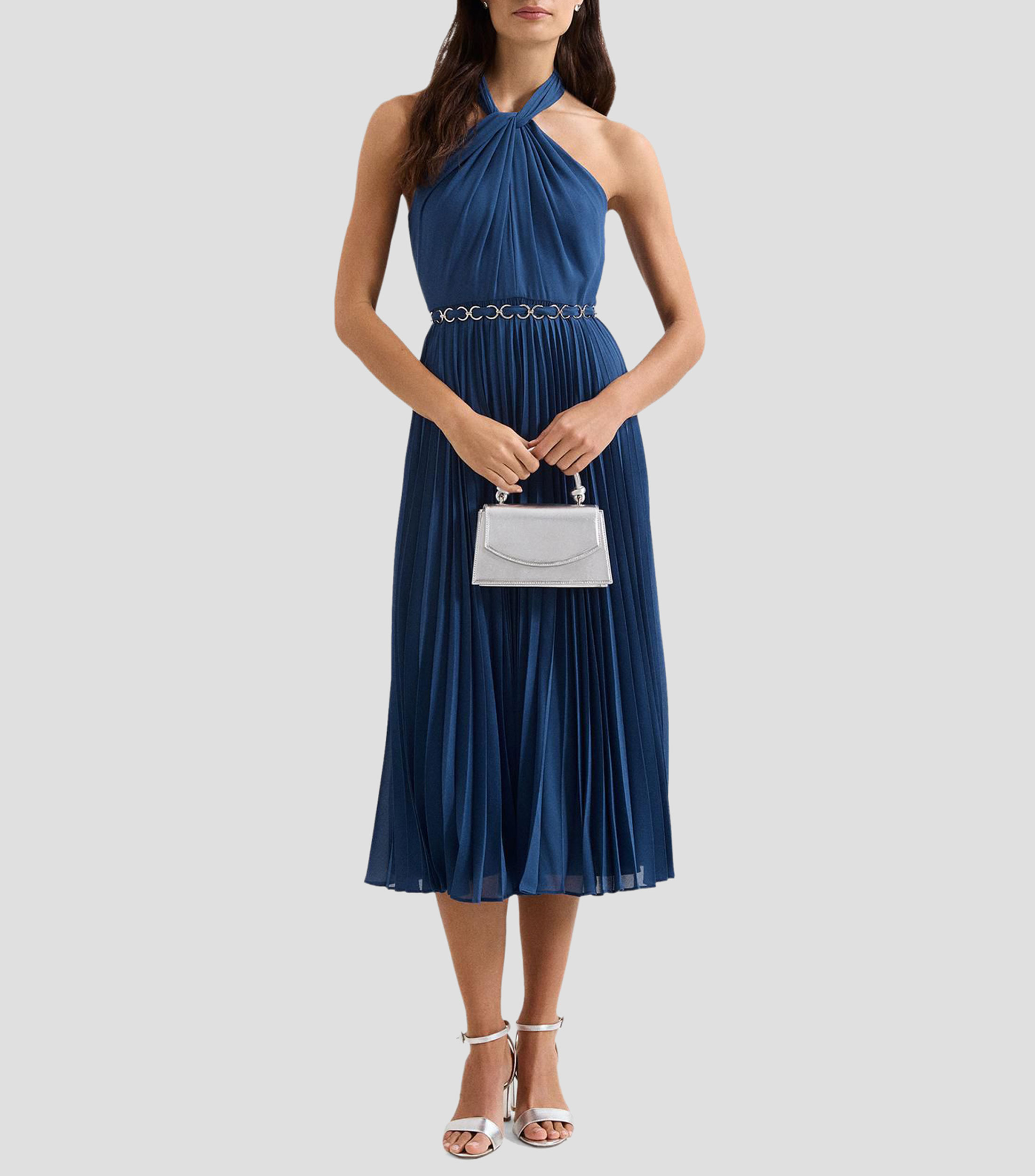 Vestido midi liso Mujer